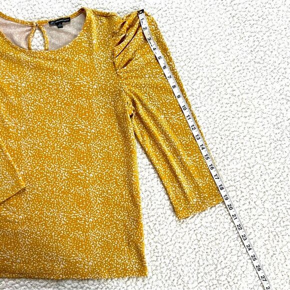 Adrianna Papell Gokd White Patterned Puff Sleeve Women's Blouse Top SZ M - Picture 8 of 11